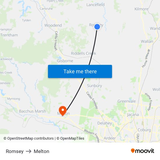 Romsey to Melton map