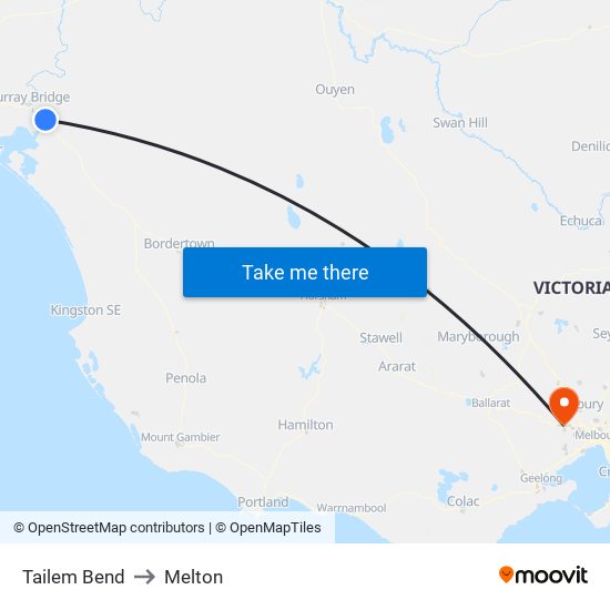 Tailem Bend to Melton map