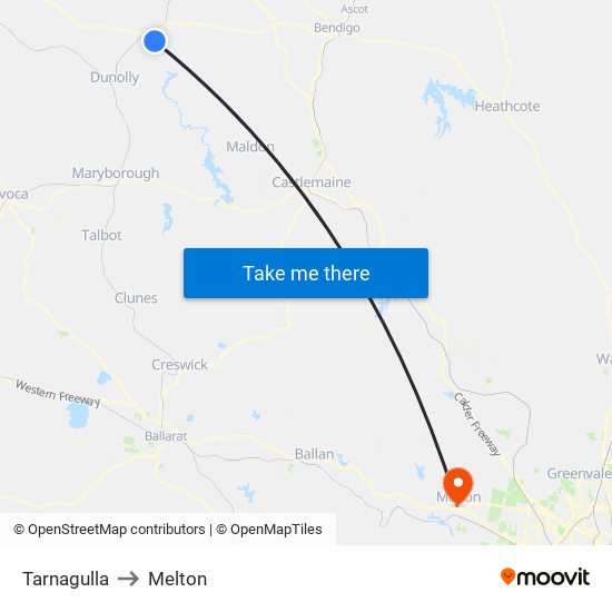 Tarnagulla to Melton map