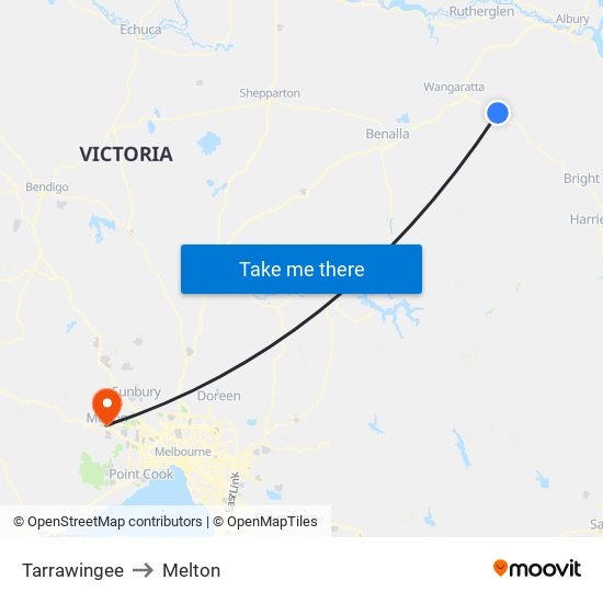 Tarrawingee to Melton map