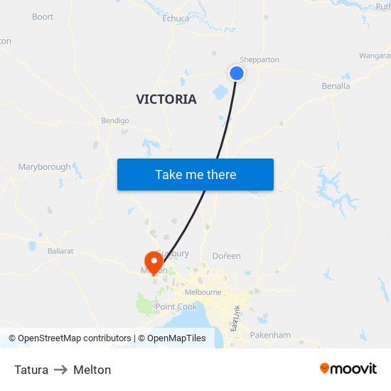 Tatura to Melton map