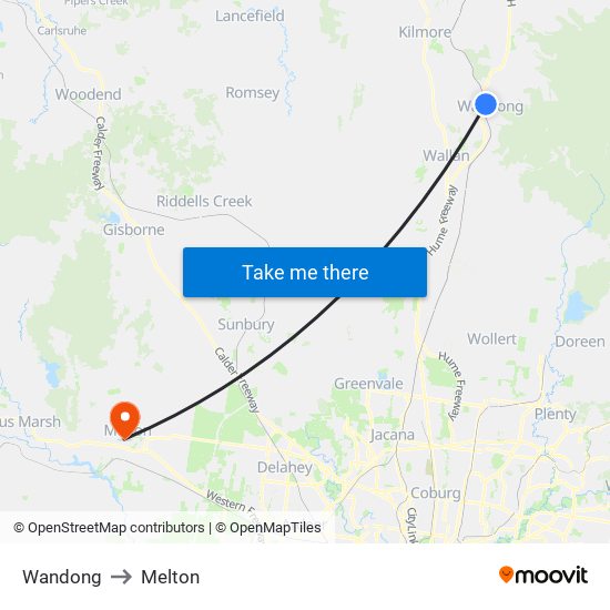 Wandong to Melton map
