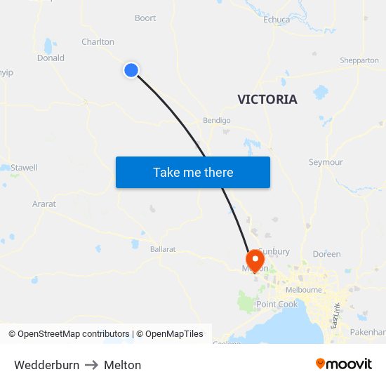 Wedderburn to Melton map