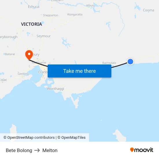 Bete Bolong to Melton map