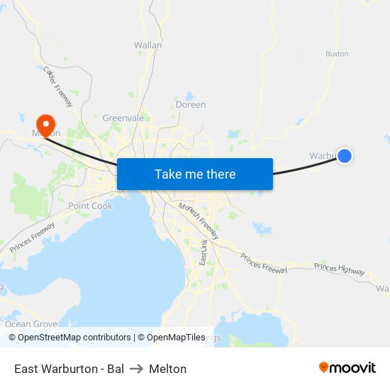 East Warburton - Bal to Melton map