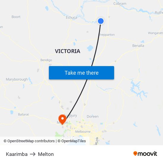 Kaarimba to Melton map