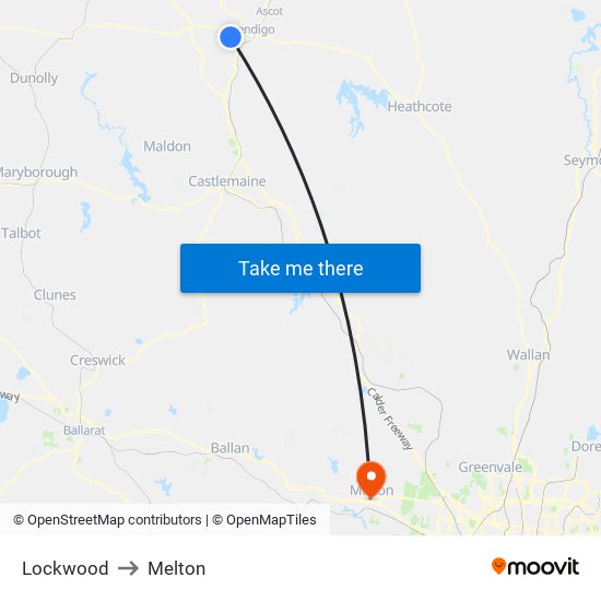 Lockwood to Melton map