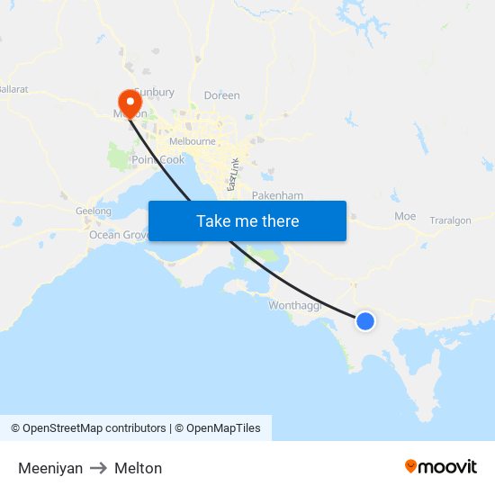 Meeniyan to Melton map