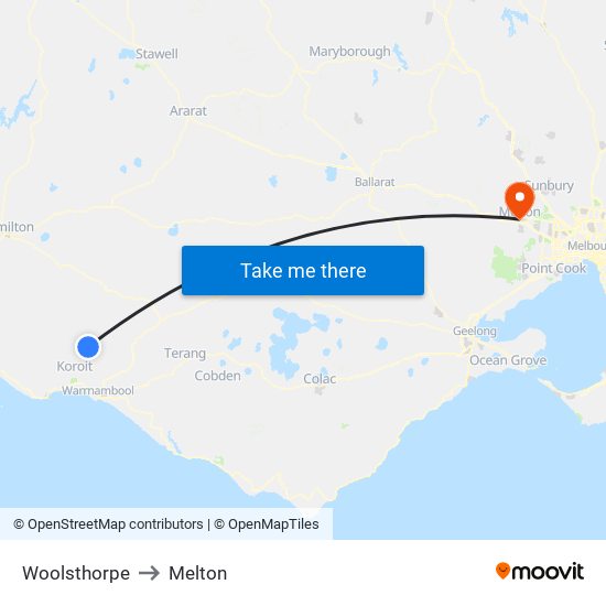 Woolsthorpe to Melton map