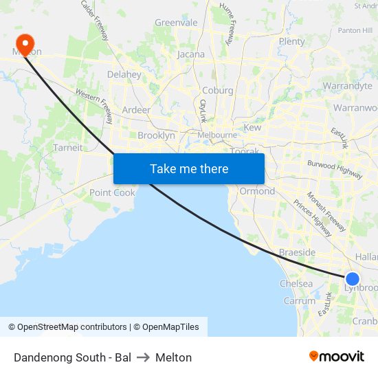 Dandenong South - Bal to Melton map