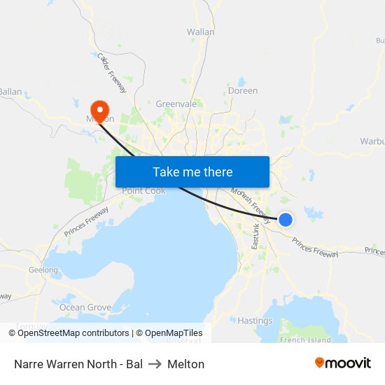 Narre Warren North - Bal to Melton map