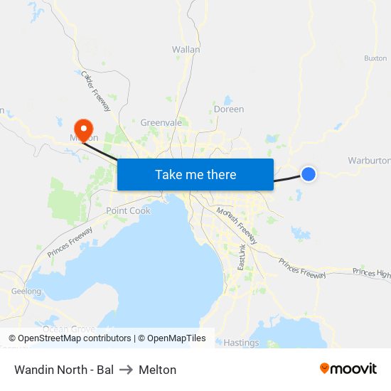 Wandin North - Bal to Melton map