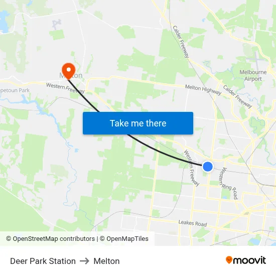 Deer Park Station to Melton map