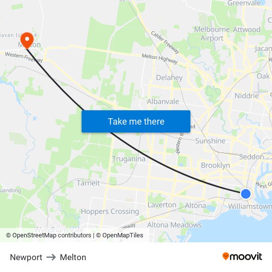 Newport to Melton map