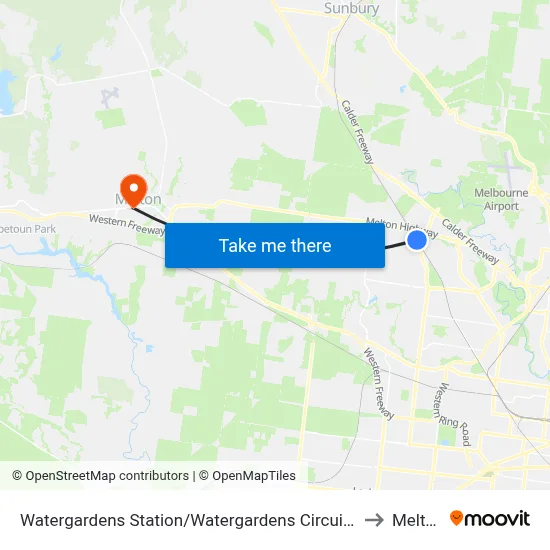 Watergardens Station/Watergardens Circuit Rd to Melton map