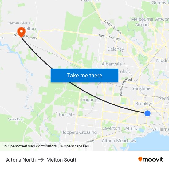 Altona North to Melton South map