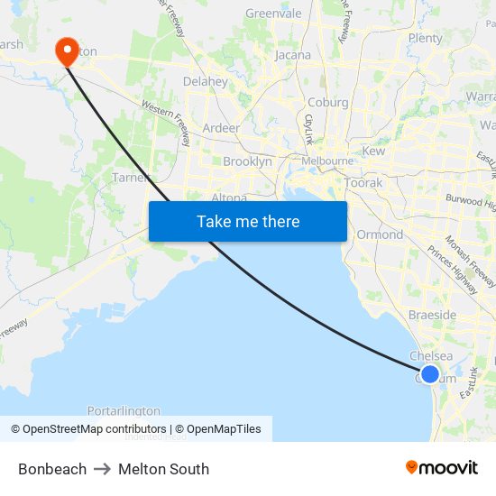 Bonbeach to Melton South map