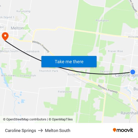 Caroline Springs to Melton South map