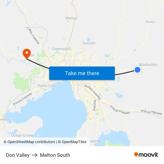 Don Valley to Melton South map