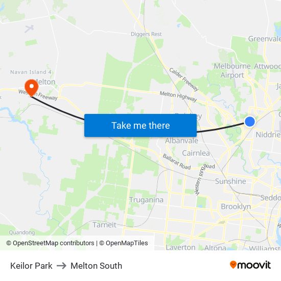 Keilor Park to Melton South map