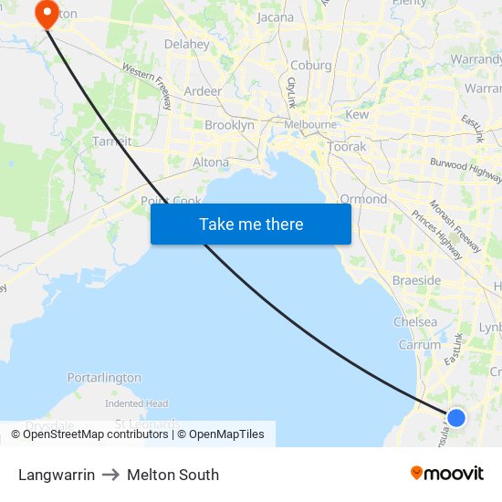 Langwarrin to Melton South map