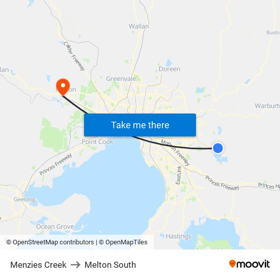 Menzies Creek to Melton South map