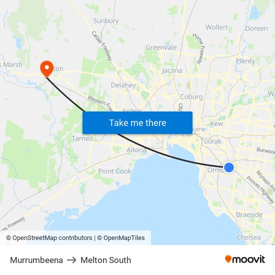 Murrumbeena to Melton South map