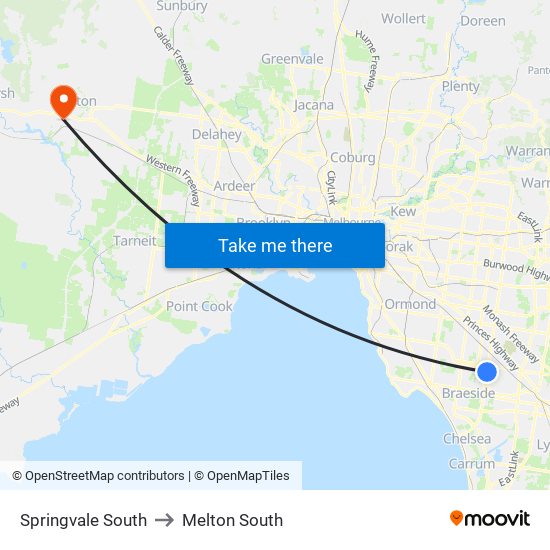 Springvale South to Melton South map