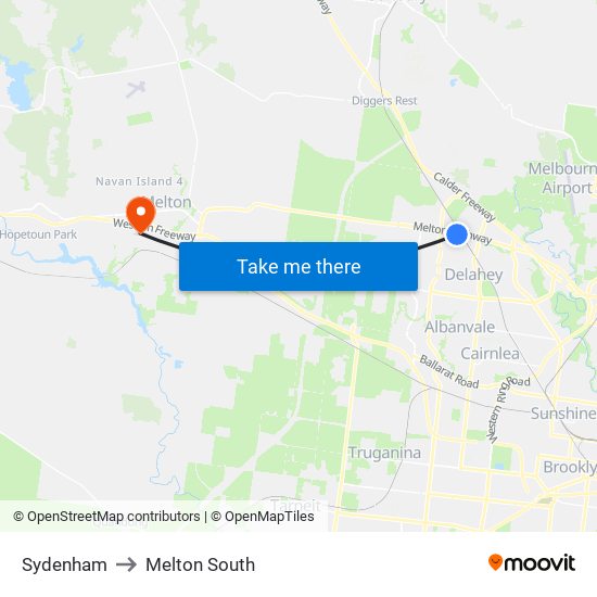 Sydenham to Melton South map