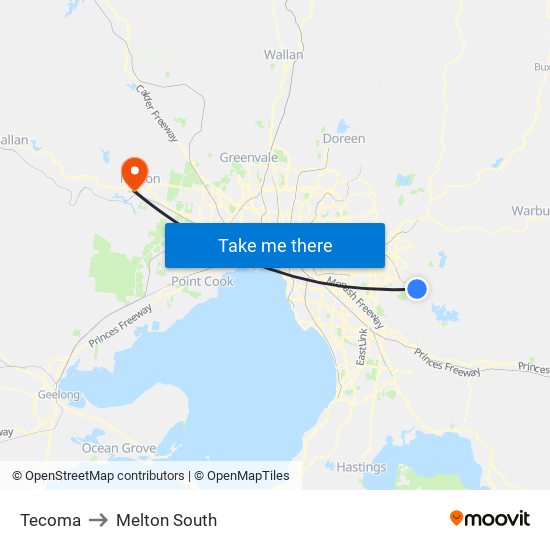 Tecoma to Melton South map