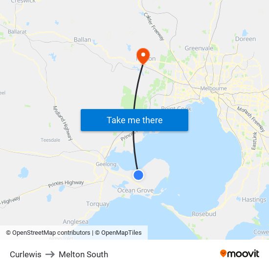 Curlewis to Melton South map