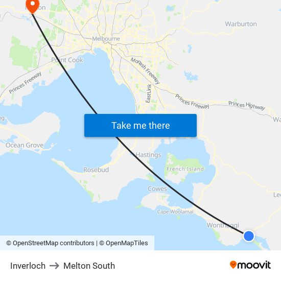 Inverloch to Melton South map