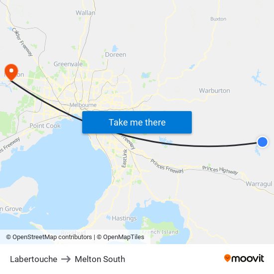 Labertouche to Melton South map