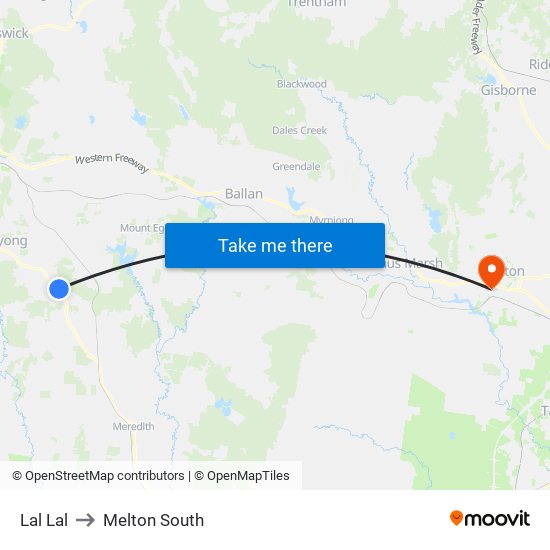 Lal Lal to Melton South map
