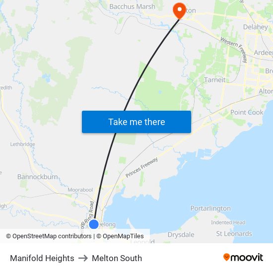 Manifold Heights to Melton South map