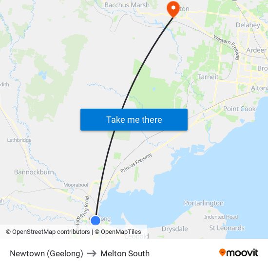 Newtown (Geelong) to Melton South map