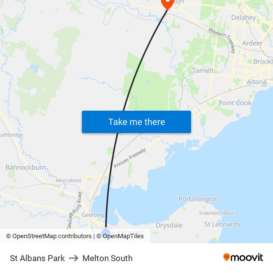 St Albans Park to Melton South map