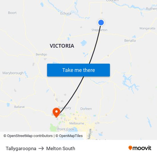 Tallygaroopna to Melton South map