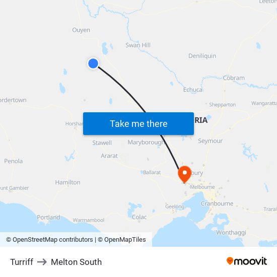Turriff to Melton South map