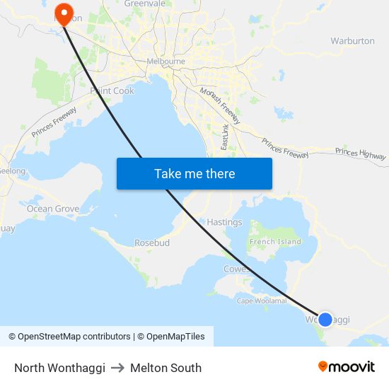 North Wonthaggi to Melton South map