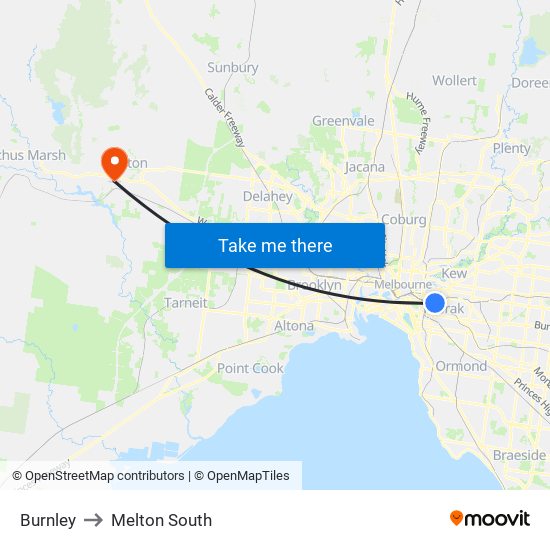 Burnley to Melton South map