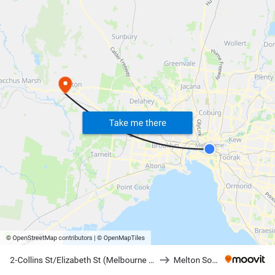 2-Collins St/Elizabeth St (Melbourne City) to Melton South map