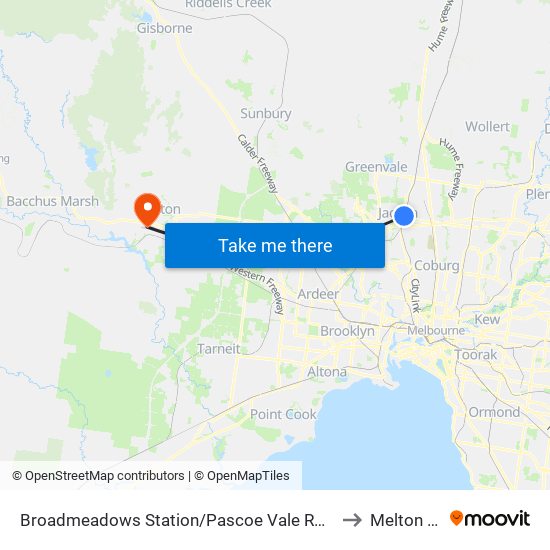 Broadmeadows Station/Pascoe Vale Rd (Broadmeadows) to Melton South map