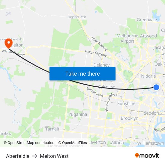 Aberfeldie to Melton West map