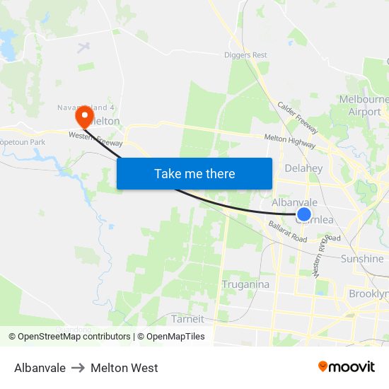 Albanvale to Melton West map