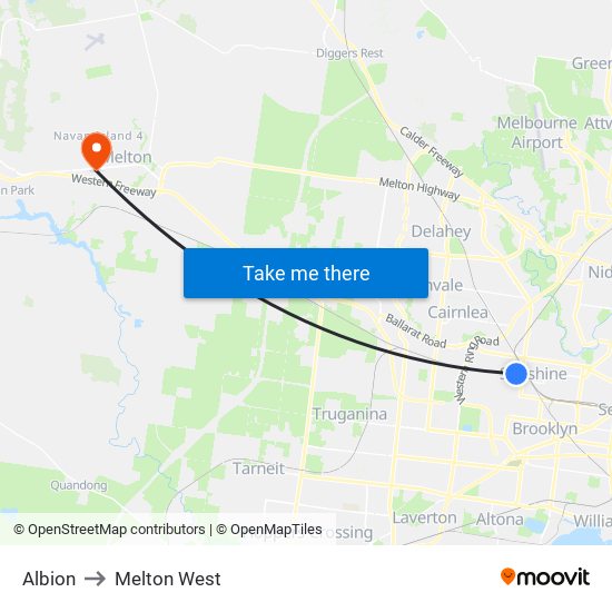 Albion to Melton West map