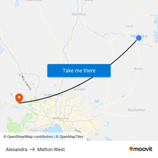 Alexandra to Melton West map