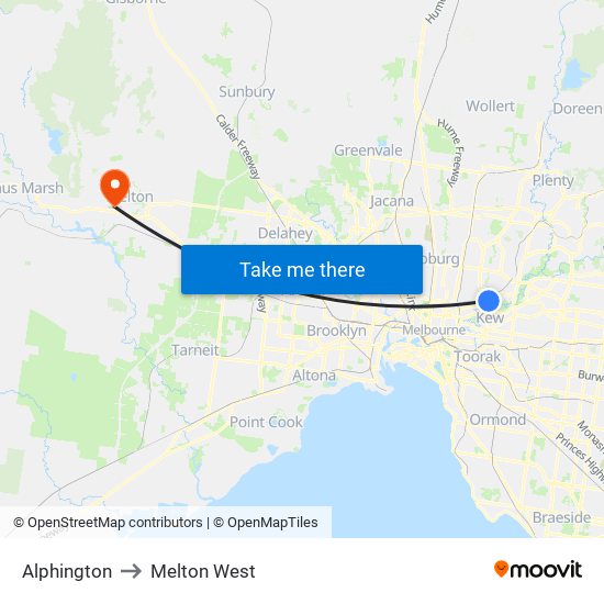 Alphington to Melton West map