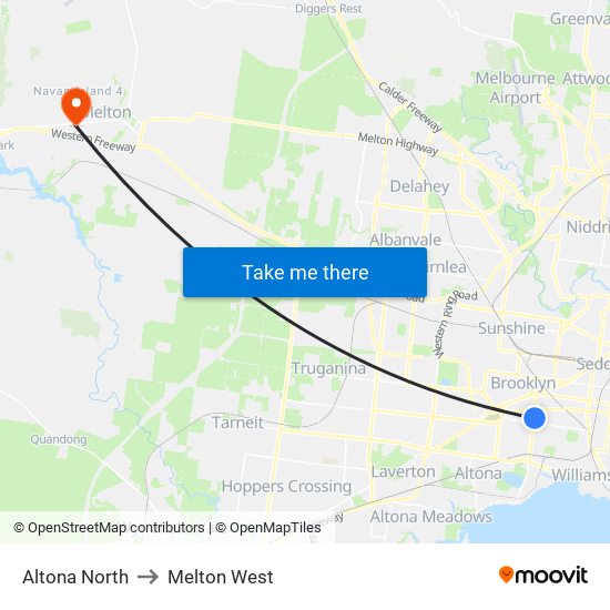 Altona North to Melton West map