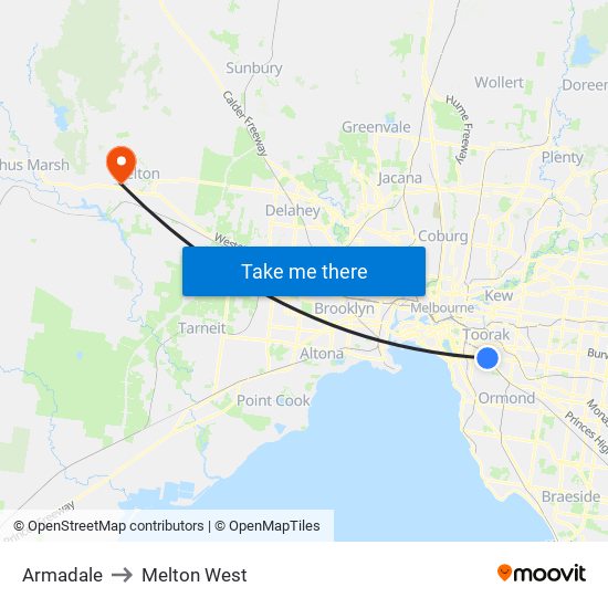 Armadale to Melton West map